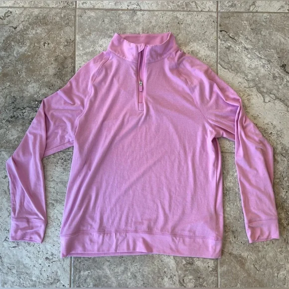 G/FORE 1/4 Zip Luxe Staple Midlayer Golf Pullover in Lilac Light Purple Pink, M - Picture 9 of 9